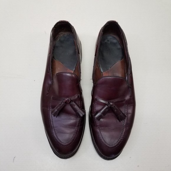Allen Edmonds 10 GRAYSON Wing Tip Red Leather Tassel Dress Shoes Slip On Loafers - Picture 2 of 11